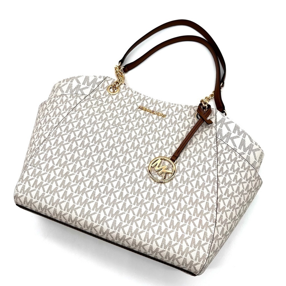 Michael Kors Large Jet Set Travel Chain Shoulder Bag Vanilla (NWT)